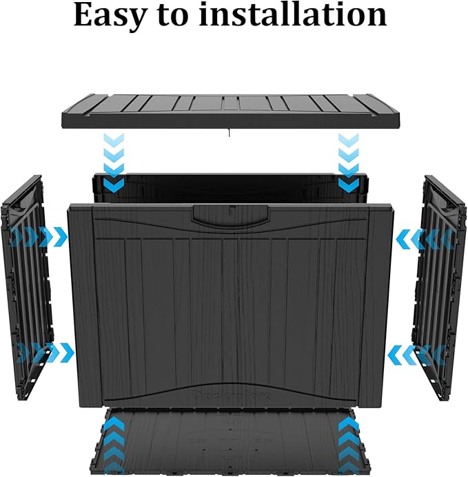 50 Gallon Lockable Resin Outdoor Storage Box, Waterproof & Weather Resistant Deck Box for Patio Cushion, Garden Tools & Pool Accessories, Black