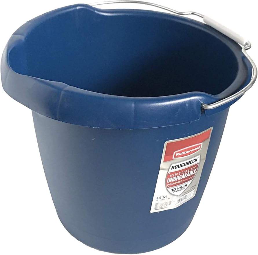 Rubbermaid Commercial Products 15QT Round Bucket, Blue, Comfortable/Durable Pour Handle, Sturdy Pail Bucket for Household Cleaning/Mopping