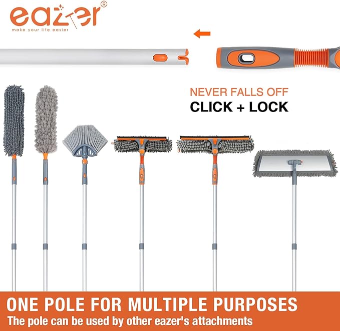 Eazer 64'' Squeegee Window Cleaner 2 in 1 Rotatable Window Cleaning Tool Kit with Telescopic Pole, Window Washing Equipment with Bendable Head for Indoor/Outdoor Window and Car Glass