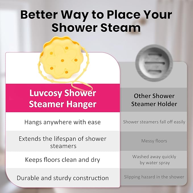 Yellow Silicone Shower Steamer Tray/Holder/Hanger, Hangable&Durable Shower Steamer Holder, Long Lasting Bath Bombs Container, Aromatherapy Diffuser Containers, Bathroom Accessory for Bathroom Decor