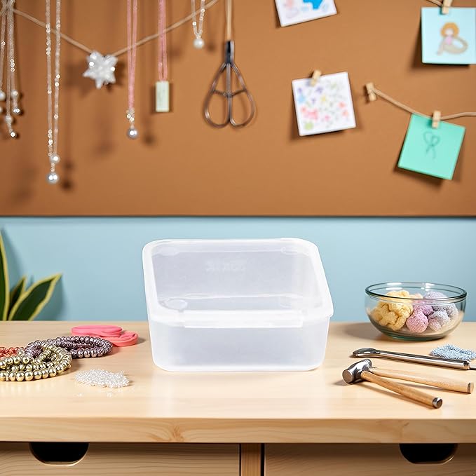 Square Clear Jewelry Storage Boxes Beads Crafts Case Containers-Reusable Plastic- 6x6x1.8cm Comfortable and Environmentally Professional Design Organization, Storage and Transport