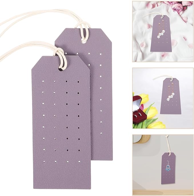 Pu Leather Earring Card Holder Double-sided Earring Display Stand Organizer for Travel Jewelry Storage 2pcs Purple Portable Accessory Organizer