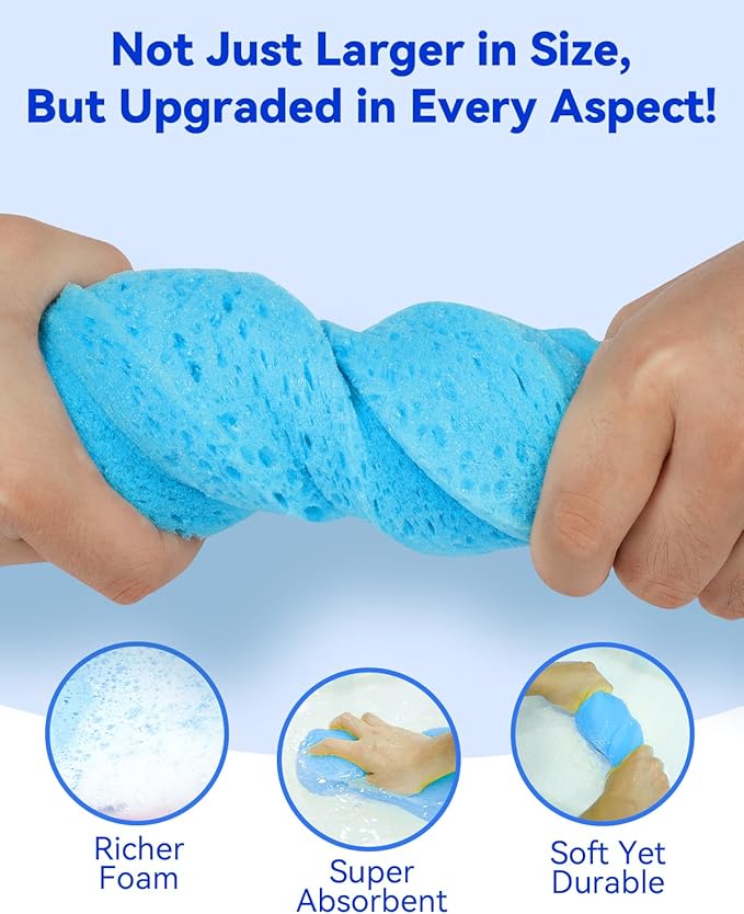 Temede 5-Pack Car Wash Sponges, 9.1" x 4.3" x 2.4" Large Sponges, Extra Thick Foam Kit for All-Purpose Cleaning, Ideal Washing Sponges for Kitchen, Bathroom, Household