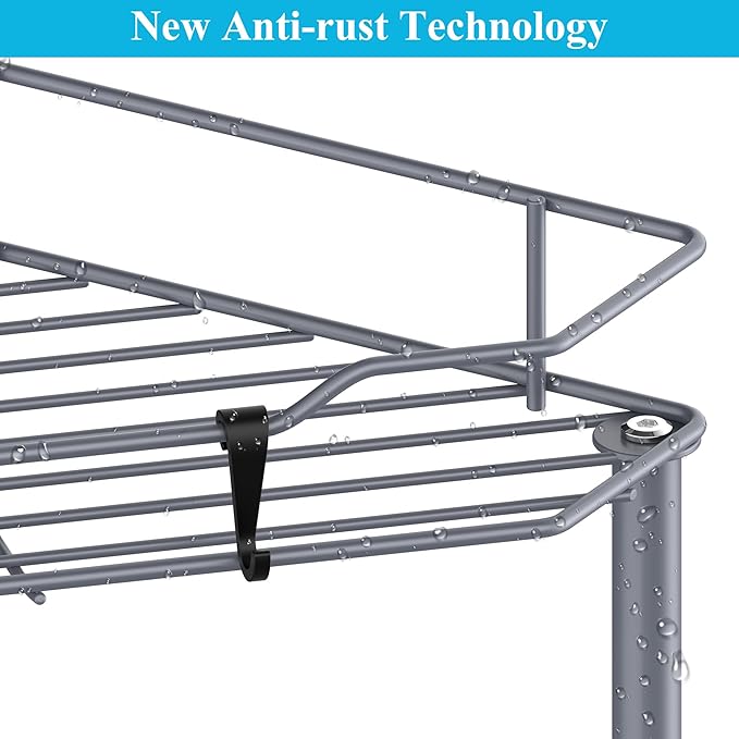3 Tier Floor Standing Corner Shower Caddy Organizer Shelf with Hooks, Bathroom Shelves Stand Rack, Dark Gray