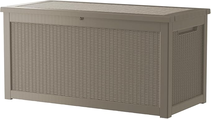 Outdoor Storage Box, 320 Gallon Lockable Resin Deck Box Large Waterproof, Patio Storage Bin for Furniture Cushion, Garden Tools and Pool Accessories, UV-Resistant Bench Cabinet for Outside, Gray