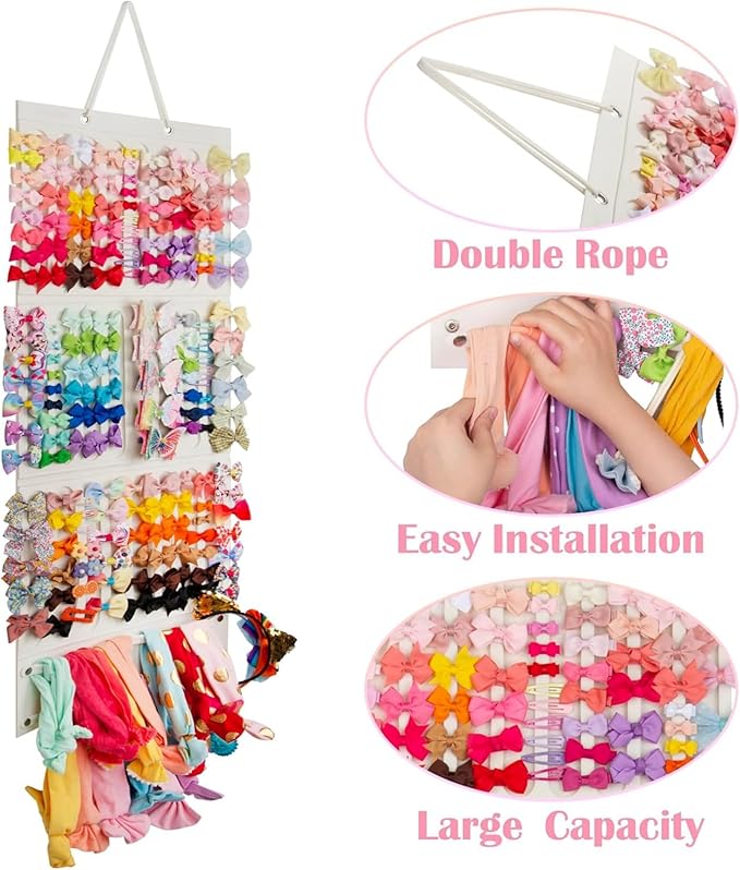Hanging Claw Clip Organizer for Women Large Capacity Hair Bows Holder Hair Accessories Storage for Sunglasses, Hair Clips, Jewelry, Headbands, Claw Clips Organizer