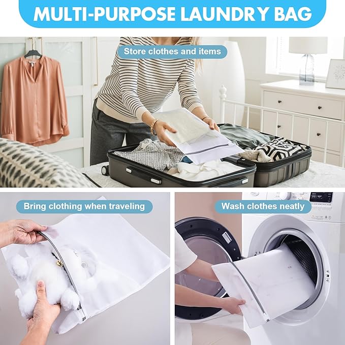 4 Pack Mesh Laundry Bags for Delicates, Laundry Bags Mesh Wash Bags (4x Large), Lingerie Bags for Washing Delicates, Garment Bag for Washing Machine