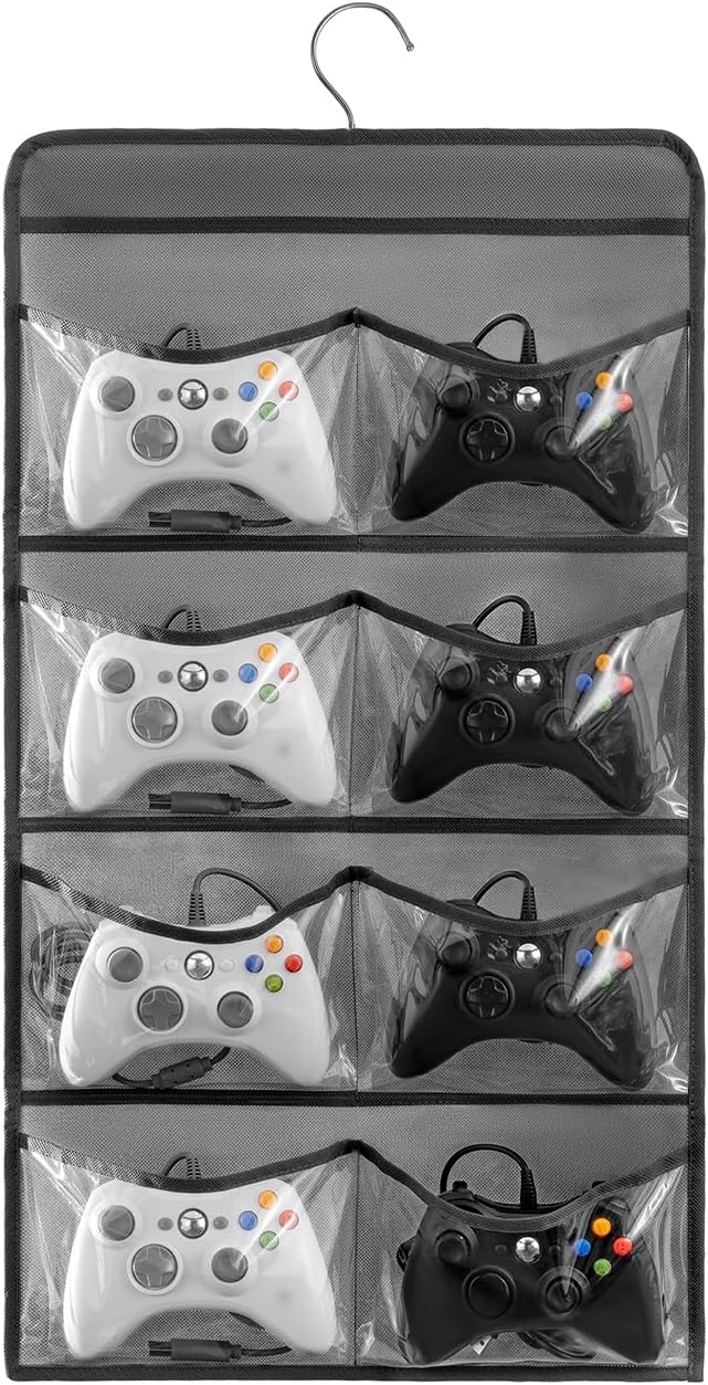 Hanging Controller Holder Classroom Headset Headphone Storage Bag Switch Game Organizer for Gaming Accessories Electronic Supplies X-box PS5 PS4 (8 Pockets)