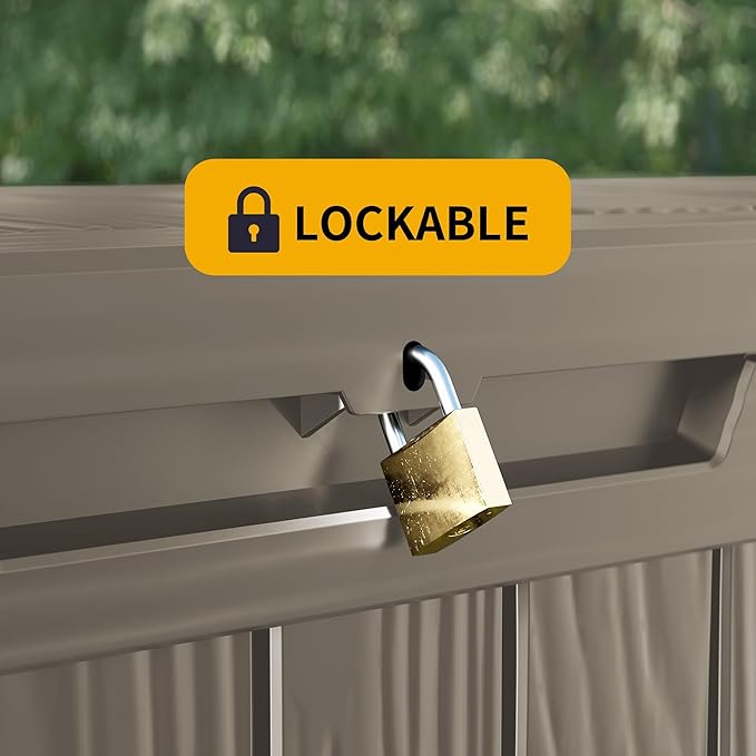 Outdoor Storage Box 150GAL Waterproof Resin Deck Box,UV-Resistant Lockable Package Delivery Bin for Garden Tools,Large Patio Outside Cushions,Pool Accessories Supplies,Chest,Furniture,Grey
