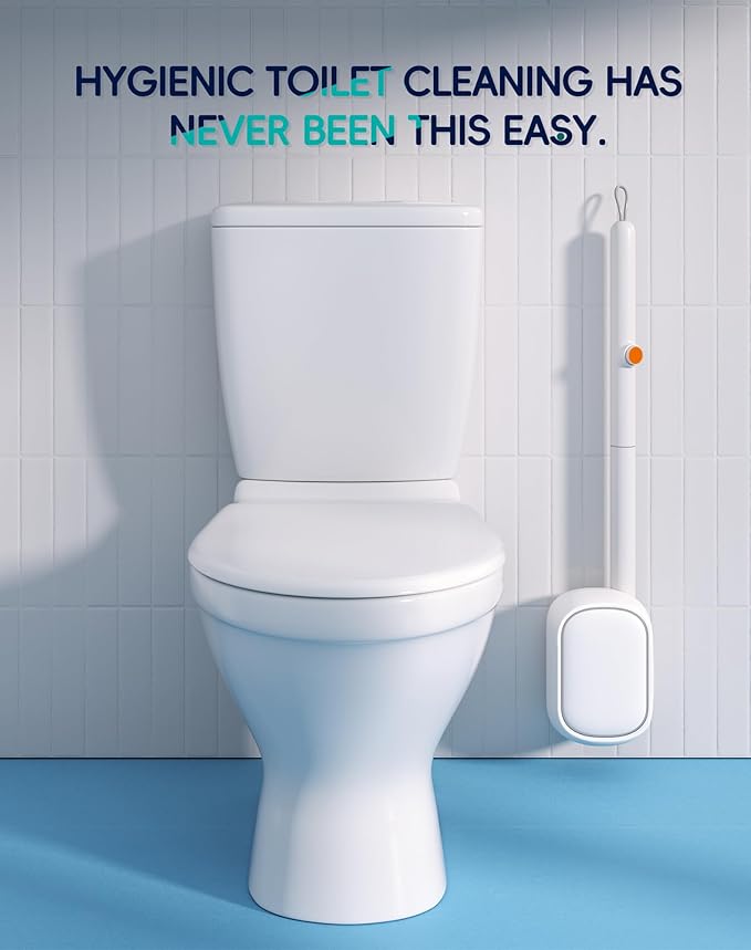 Disposable Toilet Cleaning System - Toilet Wand Kit with 36 High-Performance Refills, Wall Mounted Brush and Holder for Deep Cleaning Bathroom (Brush + 36 Refills)
