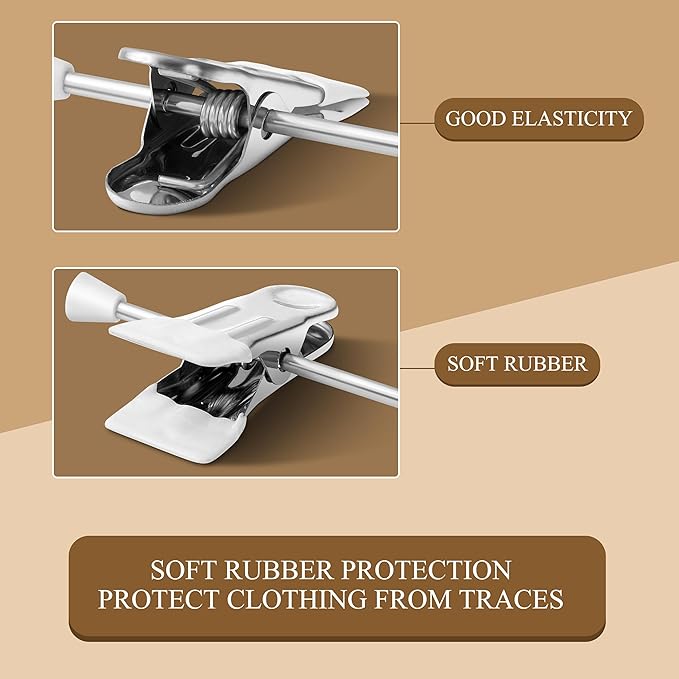 Pants Hangers with Clips 20 Pack Adjustable Skirt Hangers for Women Non-Slip Trousers Hanger for Jeans Clothes Hangers for Pants Heavy Duty Space Saving Shorts Hangers,White,14Inch