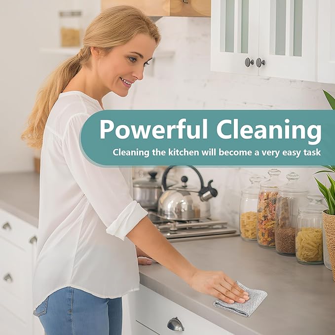 12Pcs Multipurpose Wire Dishwashing Cloths, Non-Scratch Wire Dishcloths, Double Layer & Wet & Dry Cleaning Cloths, Steel Mesh Cleaning Rags for Dishes/Metal/Home/Kitchen