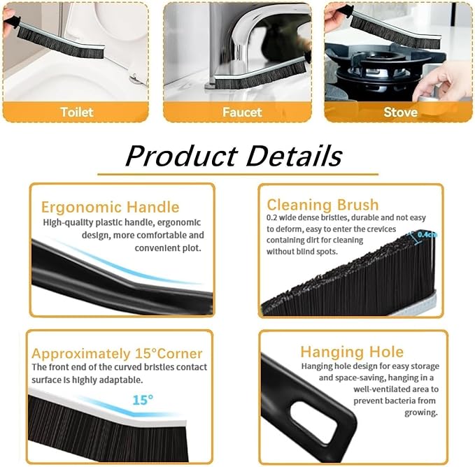 6Pcs Crevice Cleaning Brush, Cleaning Tools for Household Use, Multifunctional Gap Cleaning Supplies for Kitchen, Toilet, Bathroom, Vehicle, Window, Faucets, Grout, Home