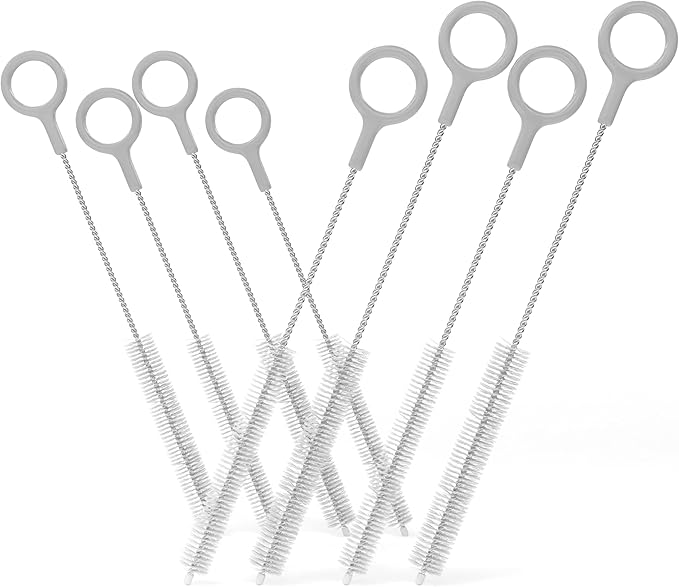 Heavy Duty Cleaning Brushes Set of 8 - Extra Long Straw Cleaners for Metal and Plastic Reusable Drinking Straws, to Clean Small Spaces, Sippy Cups, Water Bottles - Sturdy Hard Brush Bristles
