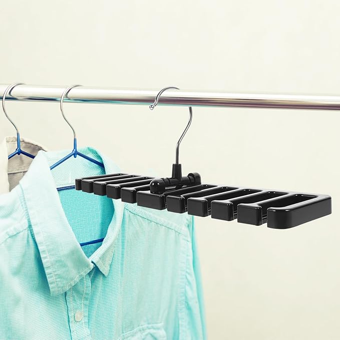 2pcs Multi-Functional Belt and Tie Hanger Rack, Closet Accessory Organizer Hooks for Scarves and Shawls, Black Space-Saving Storage for Home Wardrobe