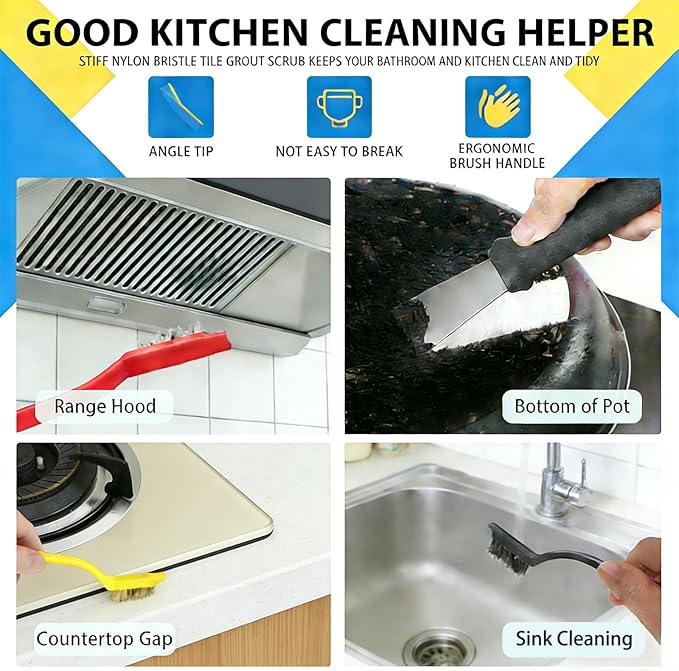Hard Bristle Crevice Cleaning Brush-Thin Gap Cleaning Brush, Small Cleaning Brush, Grout Brush, Kitchen Brush, Cleaning Tools for Toilet, Bathroom, Home, Bathtub, Sink, Household, Window