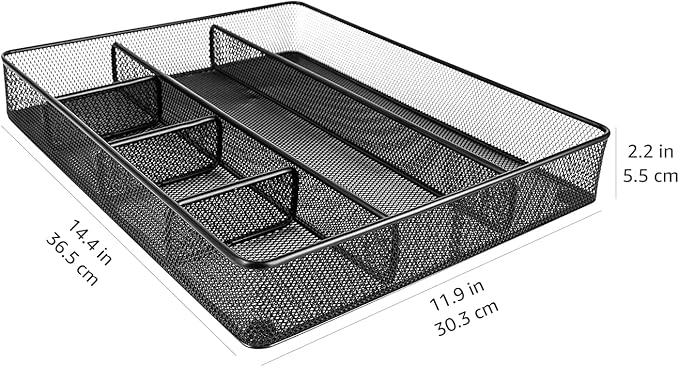 Amazon Basics Mesh Drawer Organizer, Black | Pack of 4