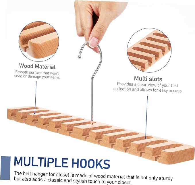 OUNONA Belt Hanging Rack Space Saving Belt Organizer Slots Closet Accessory Organizer