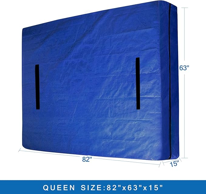 Coldwind Mattress Bags for Storage & Moving, Waterproof Mattress Cover with Heavy Duty Handles, Strong Zipper, Reusable Queen Size Blue Mattress Storage Bag