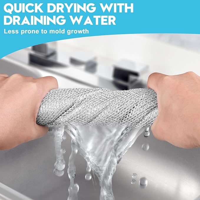 10 Pcs New Upgraded 3 Layers Non Scratch Wire Dishcloth, Multipurpose Wire Steel Wool Scrubber, Wet & Dry for Cookware, Sinks, Dishes, Stoves & Fireplaces 9.87“ x 9.87”