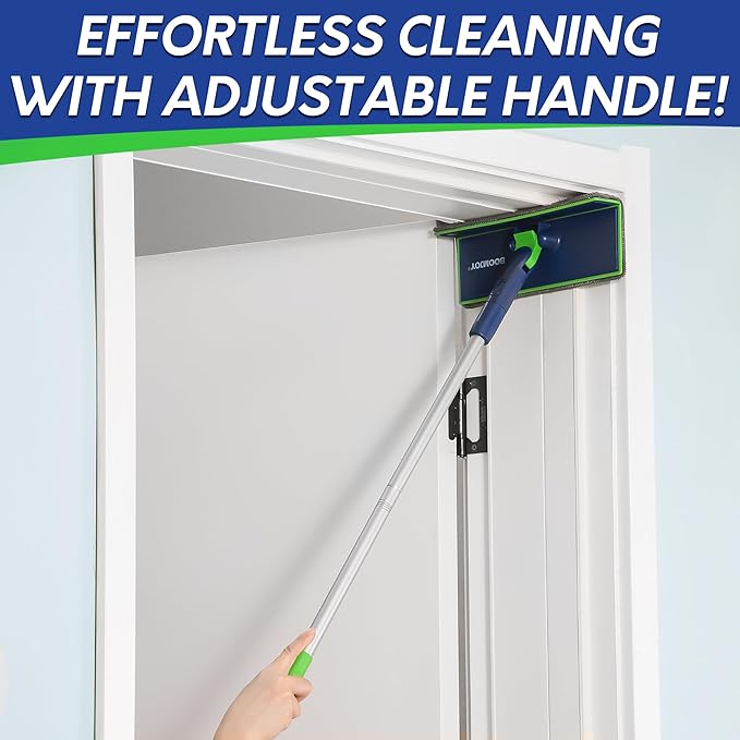 BOOMJOY Wall Cleaner Mop with Foldable Panel, Baseboard Cleaner Tool with 72" Long Handle, Cleaning Mop Duster for Walls, Ceilings, Baseboards, Floors