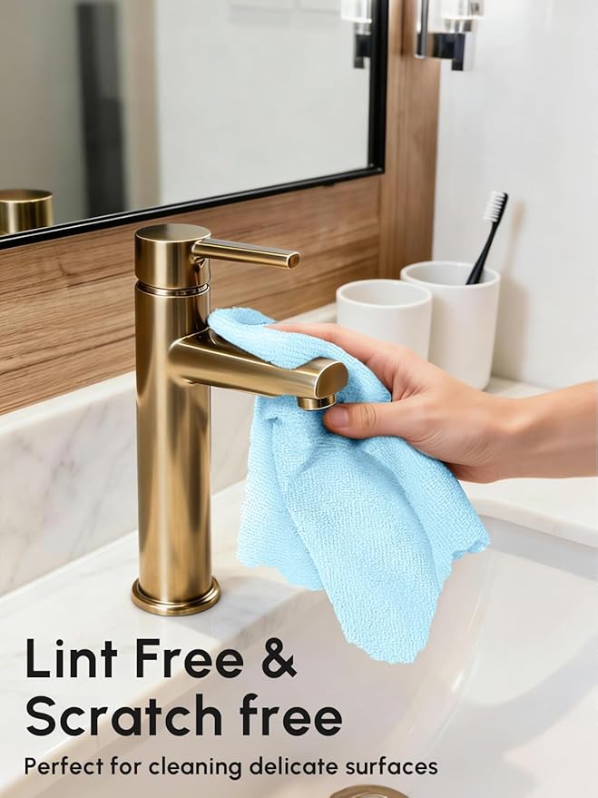 Microfiber Cleaning Cloths Roll, 225 Pack Tear Away Microfiber Towels Roll, 12" x 12" Lint Free Rags, Reusable Cleaning Cloths, Washable, Scratch Free,Ultra Absorbent Dish Rags(Blue)