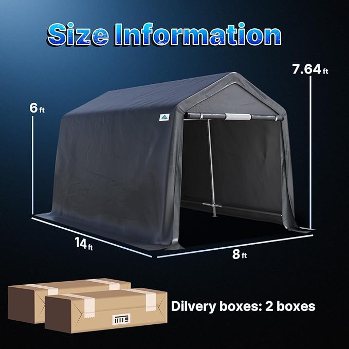 ADVANCE OUTDOOR 10x10 ft Heavy Duty Outdoor Patio Portable Canopy Storage Shelter Shed Carport with 2 Roll up Zipper Doors & Vents for Snowmobile Garden Tools, Gray