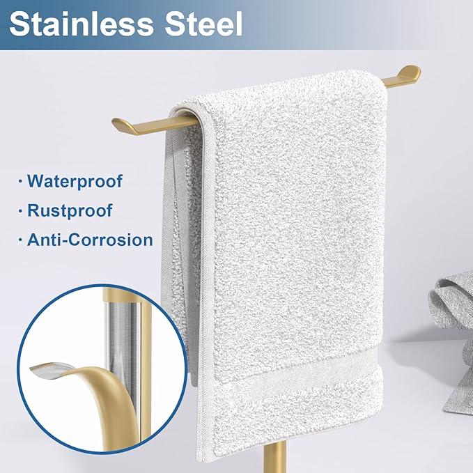 Gold Hand Towel Stand, T-Shape Hand Towel Holder for Bathroom, Display Fingertip Towel Holder Organizer and Bathroom Towel Racks,Kitchen Towel Rack