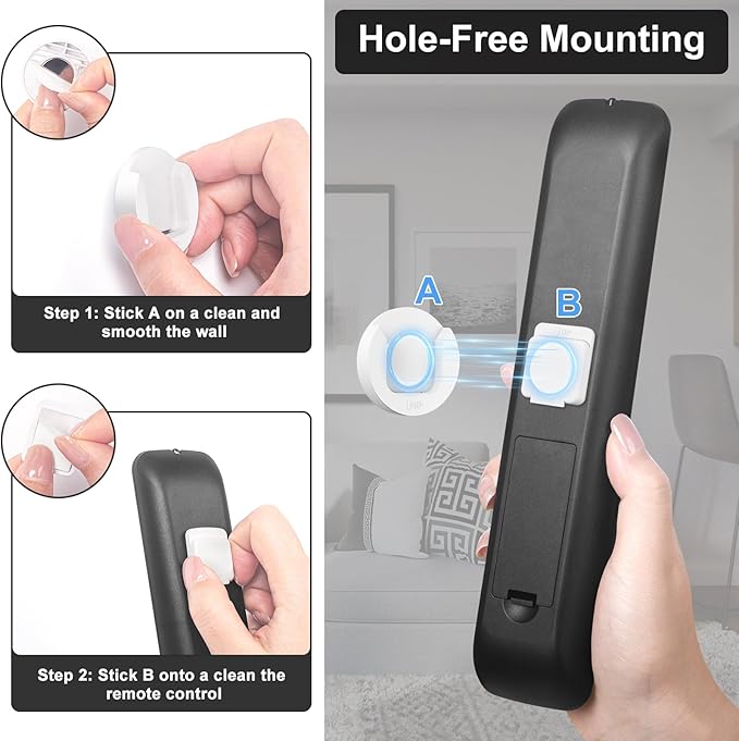 Magnetic Remote Control Holder Wall Mount, 4 Pack Upgrade Remote Control Organizers Storage Self-Adhesive TV Remote Control Caddy for Back of TV White