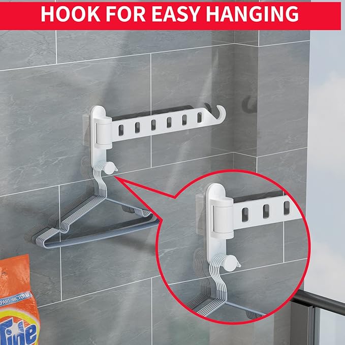 JOOM Laundry Drying Rack Wall Mounted Clothes Drying Rack Clothes Hanger -Coat Hanger Holder White