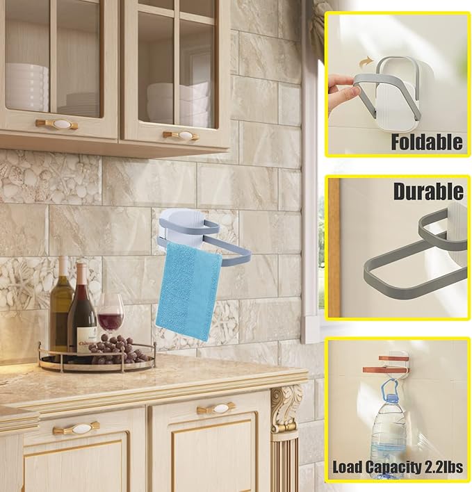 3PCS Clothes Hanger Organizer Rack Foldable Wall Mounted Clothes Hanger Clips, Storage Stacker Organizer for Laundry Room Balcony Bathrooms