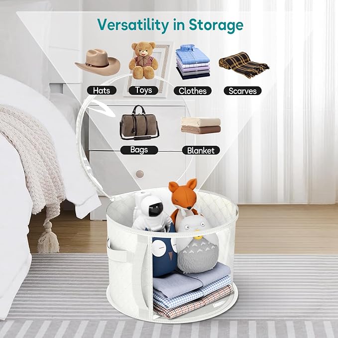 AOODA Oversized Clear Hat Storage Bag for Women, Holds up to 7 Caps Cowboy Hat Organizer for Closet, Wide Brims Hat Case with Carrying Handles (White)