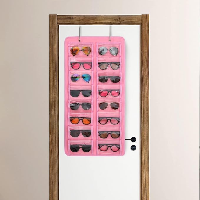 Sunglasses Dust-Proof Organizer Storage Wall Mounted Hanging Sunglasses Organizer 16 Slots Glasses Storage Organizer Holder
