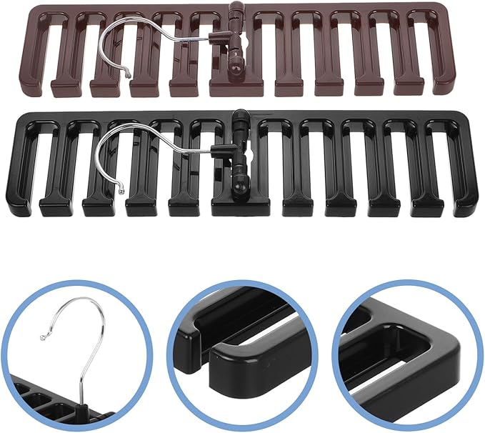 Luxshiny 2pcs Belt and Tie Hangers Wall Mounted Organizer with Rotating Hooks for Men’s Closet Storage, Multi-Functional Belt Rack and Scarf Holder, Space-Saving Accessory Organizer