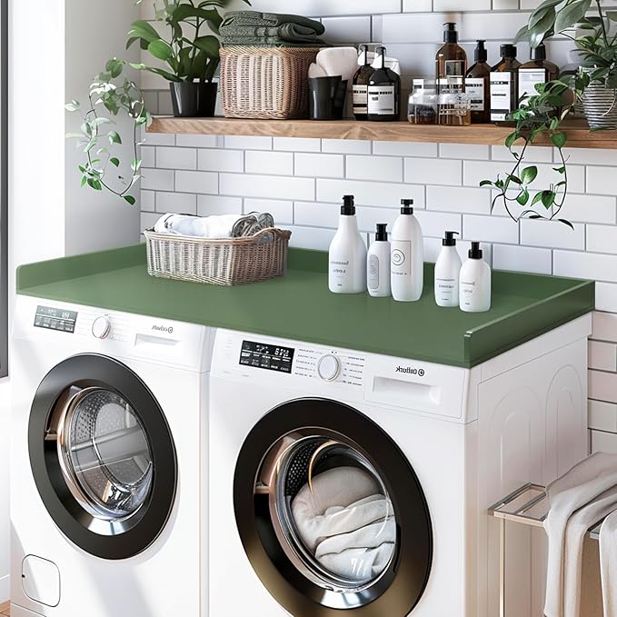 Washer Dryer Countertop, 27.5" x 54" Bamboo Washer and Dryer Countertop for Laundry Room Organization (Forest Green)