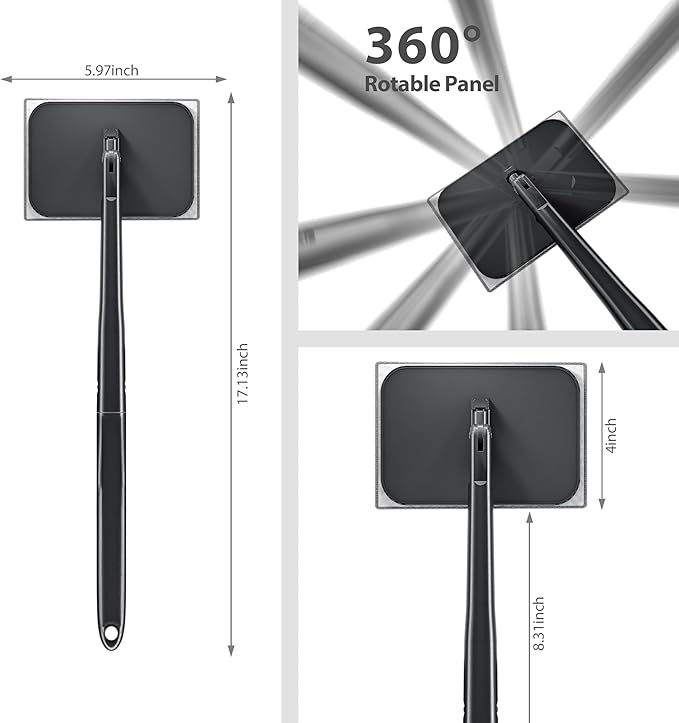 desin Car Windshield Cleaning Tool, Windshield Cleaner with 5 Washable and Reusable Microfiber Pads and Extendable Handle, for Auto Glass Wiper