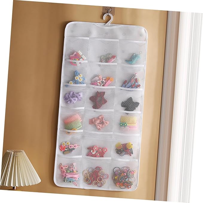 Wall Hanging Hair Accessory Organizer Decorative Storage Bag for Boy Girl Hair Bows Clips Jewelry Nonwoven Mesh Design for Easy Wall Display Birthdays Special Occasions