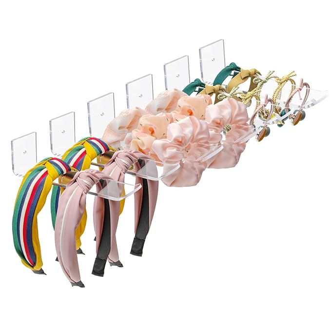 Bigfety Acrylic Headband Holder Wall, 6 Pack Clear Hanging Headband Organizer Storage for Girls Women