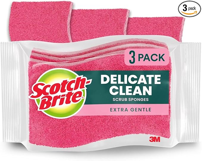 Scotch-Brite Gentle Clean Delicate Scrub Sponges, For Washing Dishes and Cleaning Kitchen, 3 Scrub Sponges
