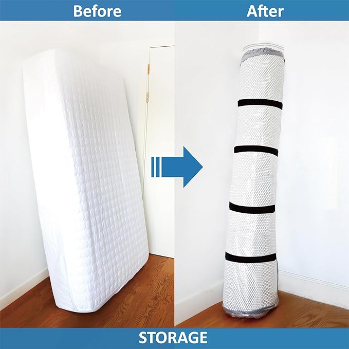 Storage Logic Twin/Twin XL Foam Mattress Vacuum Bag for Moving, Mattress Vacuum Seal Storage Bag with Straps