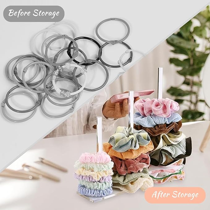 Headband Holder,Hair Band Holder, Scrunchie Holder 3-Tiers Clear Scrunchie Organizer Acrylic Hair Band Holder for Women Teen Girls Non-slip Stable Hair Accessories Organizer