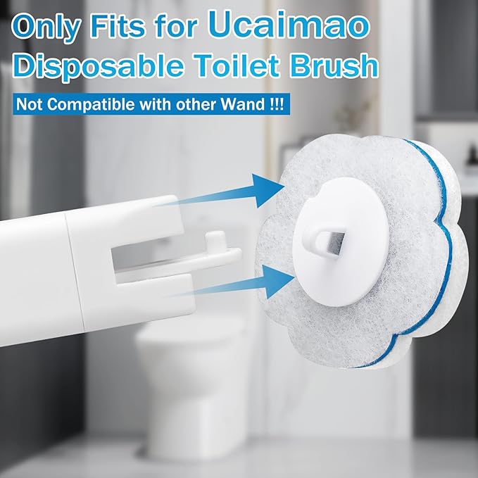 80 PCS Toilet Wand Cleaner Refills，Toilet Bowl Brush Refills Disposable Toilet Cleaning System Replacement Heads Cleaner Pads for Bathtub Wash Basin (Only Refills，Only Fits Ucaimao) - White