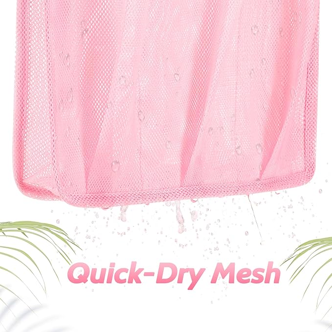 Mesh Shower Caddy Portable, Gym Travel Camp Dorm Room Essentials for Women and College Girl, Pink Bathroom Shower Bag