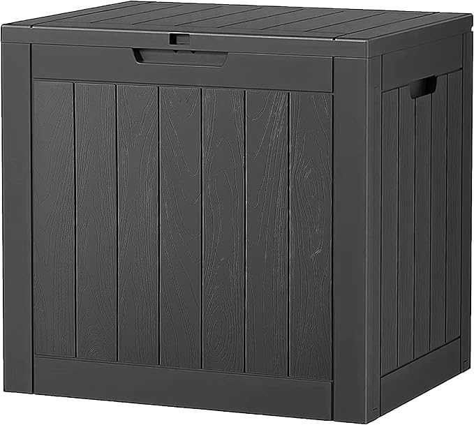 NUNU LAB 35 Gallon Outdoor Storage Box Waterproof, Outside Package Delivery Deck Boxes with Lockable Lid, Backyard Storage Bin For Garden Tools, Patio Cushions Accessories, Black