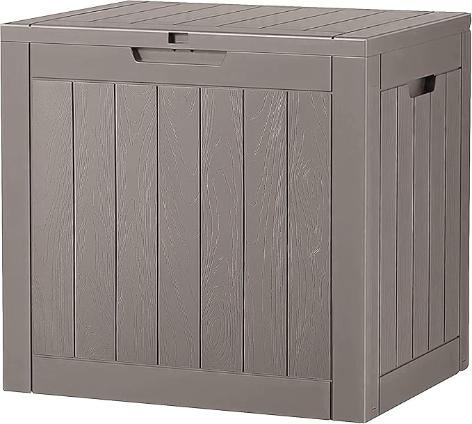 NUNU LAB 32 Gallon Outdoor Storage Box Waterproof, Outside Package Delivery Deck Boxes with Lockable Lid, Backyard Storage Bin For Garden Tools, Patio Cushions Accessories, Gray