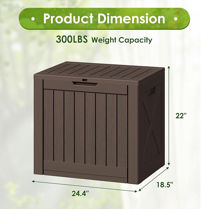 Greesum 40 Gallon Outdoor Deck Box with Lock, Resin Storage Chest for Patio Furniture Cushions, Garden Tools, Pool Toys, Waterproof & UV Resistant, Large Capacity, Dark Brown