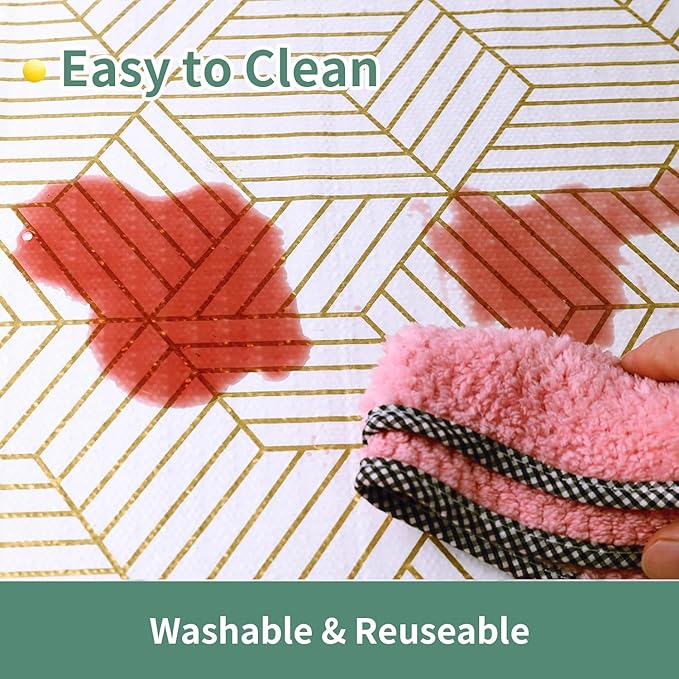 Shelf Liners for Kitchen Cabinets 23.6 in x 20 FT, Non Adhesive Cabinet Liner Strong Non-Slip Thickened Gold Geometric Drawer Liner, Easy to Clean for Shelf …