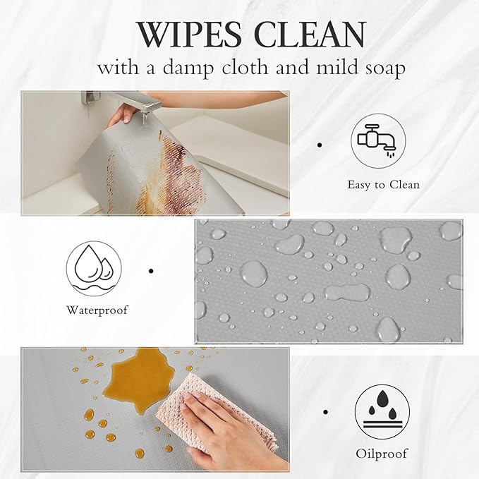 Beautysaid Shelf and Drawer Liner for Kitchen Cabinet, Non Adhesive Non Slip Shelf Paper Waterproof Washable Thickened for Dresser Pantry Shelve Bathroom Protector Liner(Light Grey,23.6 in x 10 FT)