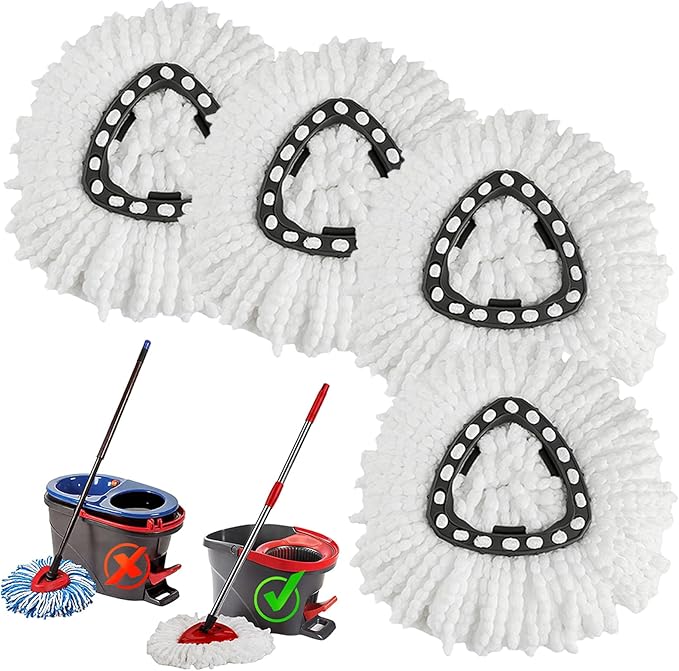 4 Pack Spin Mop Refills Head, Mop Heads Replacement for Spin Mop, Washable Microfiber Mop Replace Head Spin Mop, 360°Spinning Micro Replacement Mop Head for Easy House Cleaning Floor Mopping