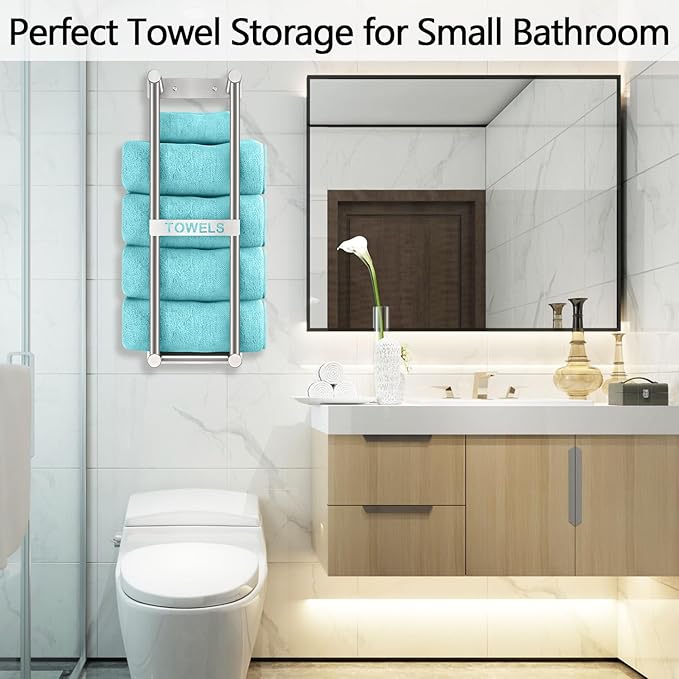 Towel Racks for Bathroom, STWWO Towel Storage for Small Bathroom 22inch, Stainless Steel Towel Rack Wall Mounted for Bath Towel, Brushed Nickel